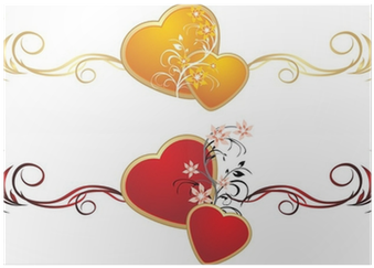 Red And Gold Hearts With Floral Ornament - Heart (400x400), Png Download