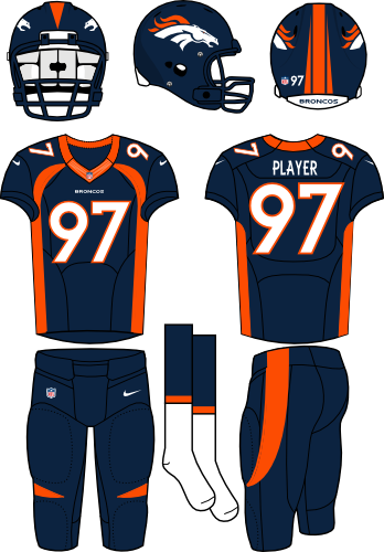 Denver Broncos - Jacksonville Jaguars Home Uniform (348x500), Png Download