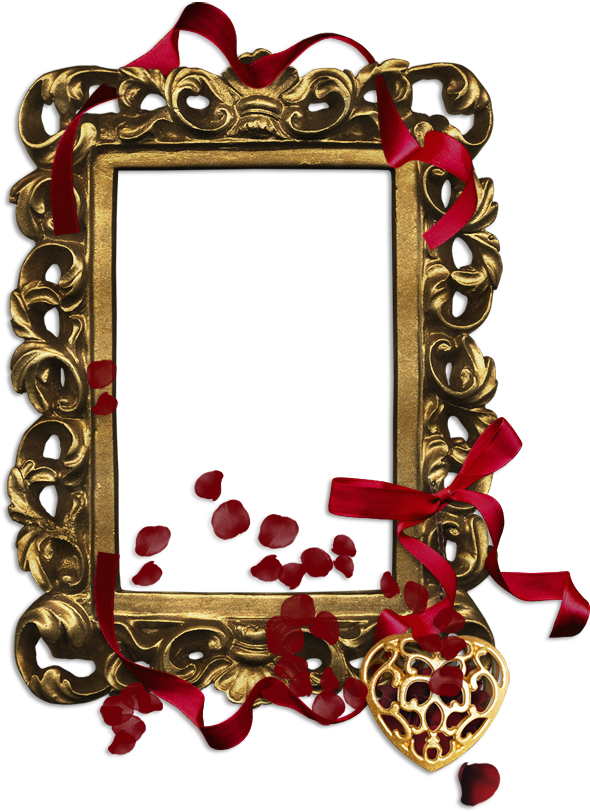 Gold Classic Transparent Png Frame With Red Ribbon - Picture Frame (600x832), Png Download