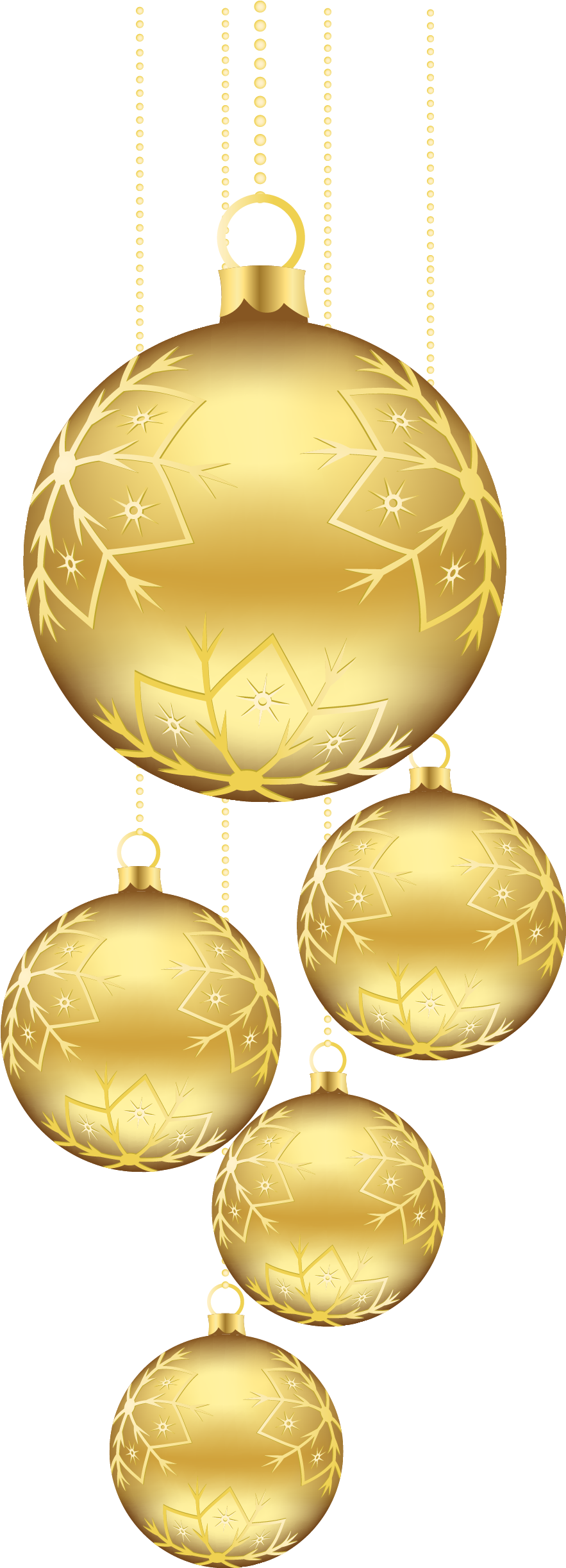 Gold Christmas Balls Ornaments Png - Hanging Gold Christmas Balls (927x2461), Png Download