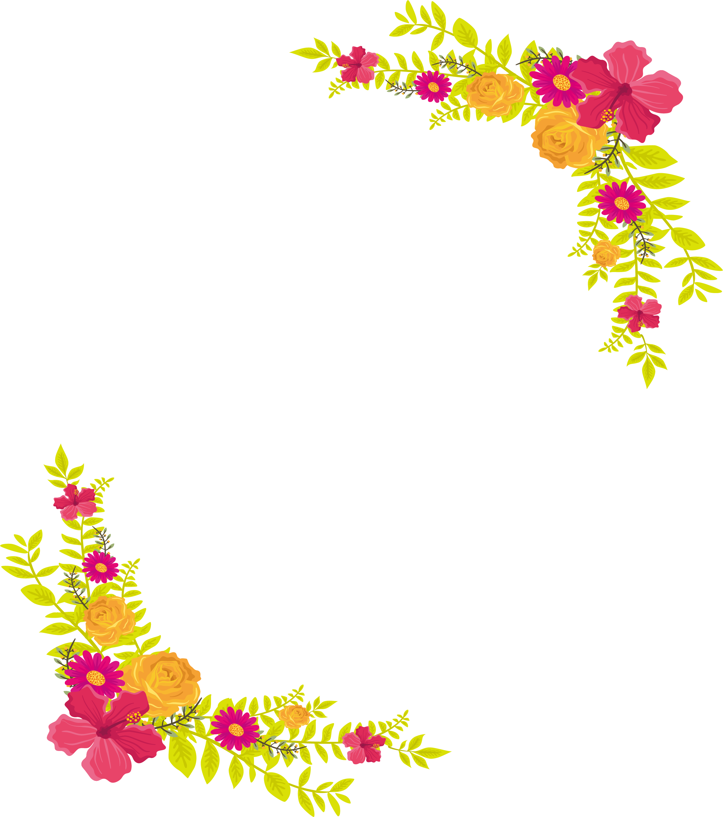 Yellow Flower Border Png - Flower Border Png File (2443x2760), Png Download