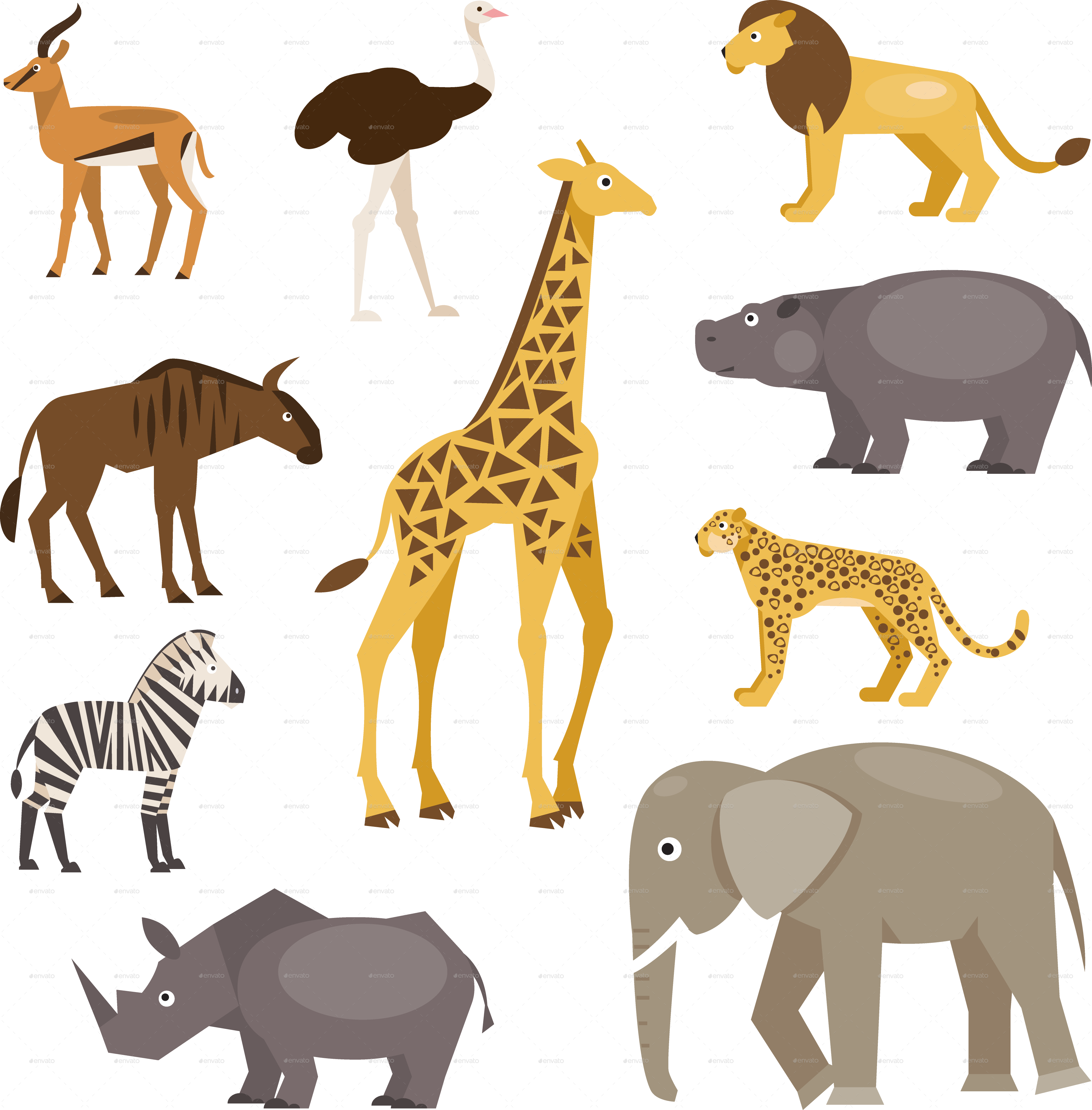 Animals Savannah Animals Savannah - African Savanna Animals Png (3860x3924), Png Download