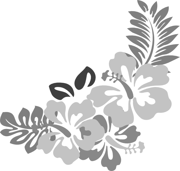 Grey Floral Border Png Free Download - Tropical Flowers Clip Art (600x570), Png Download