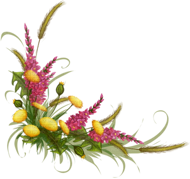 Soave Deco Flowers Border Pink Yellow - Floral Corner Borders Design (400x369), Png Download