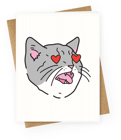 Cat With Heart Eyes Greeting Card - Happy Mothers Day Friend Funny (484x484), Png Download