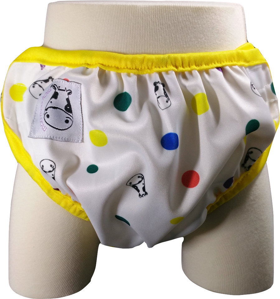 One Size Swim Diaper Moo Family With Yellow Border (1000x1000), Png Download