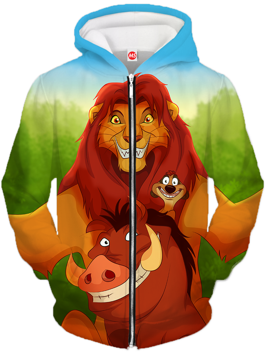 Hakuna Matata Zip Up Hoodie (914x1197), Png Download