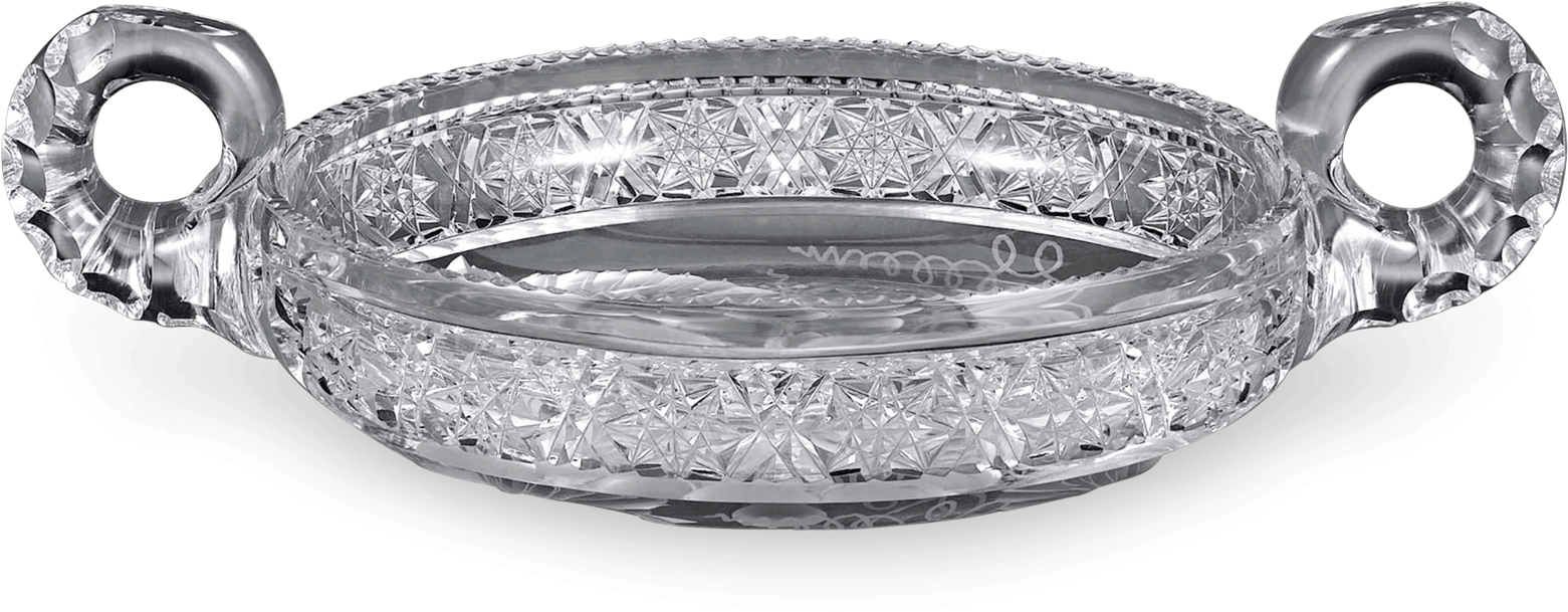 Vintage Pattern Double-handled Cut Glass Bowl By Tuthill (1750x1750), Png Download
