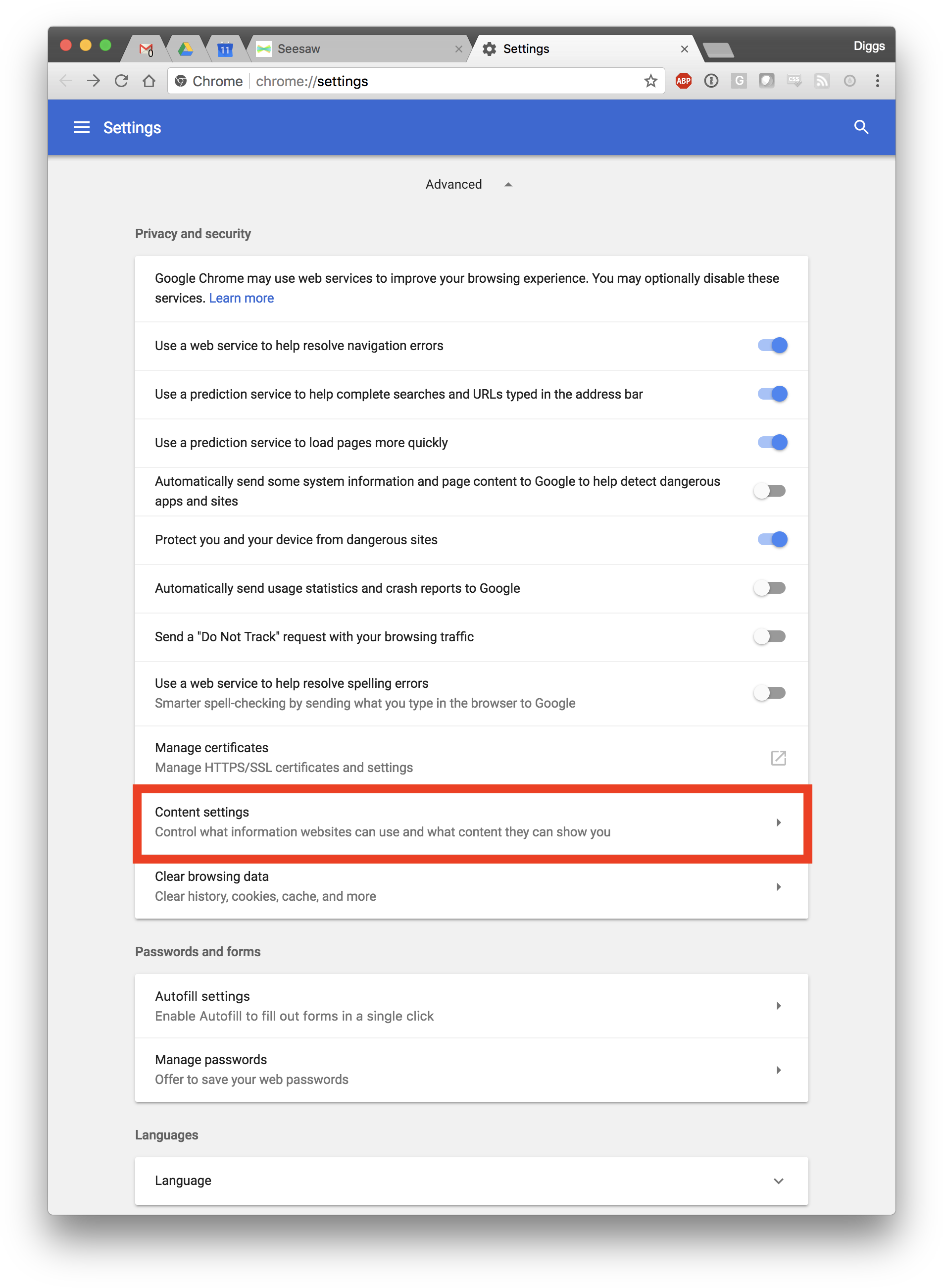 Scroll Down In The Advanced Menu And Click Content (1936x2624), Png Download