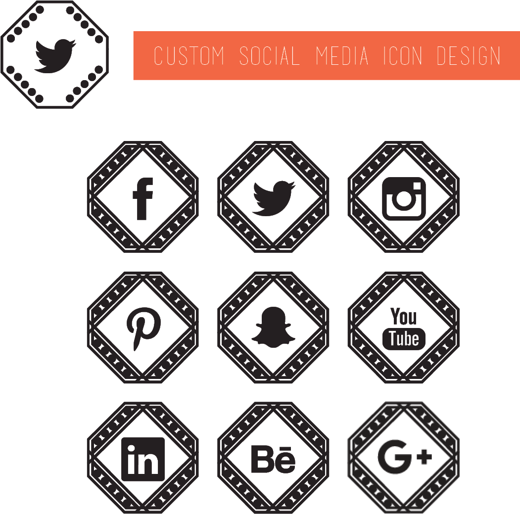 Custom Social Media Icons (1200x1200), Png Download