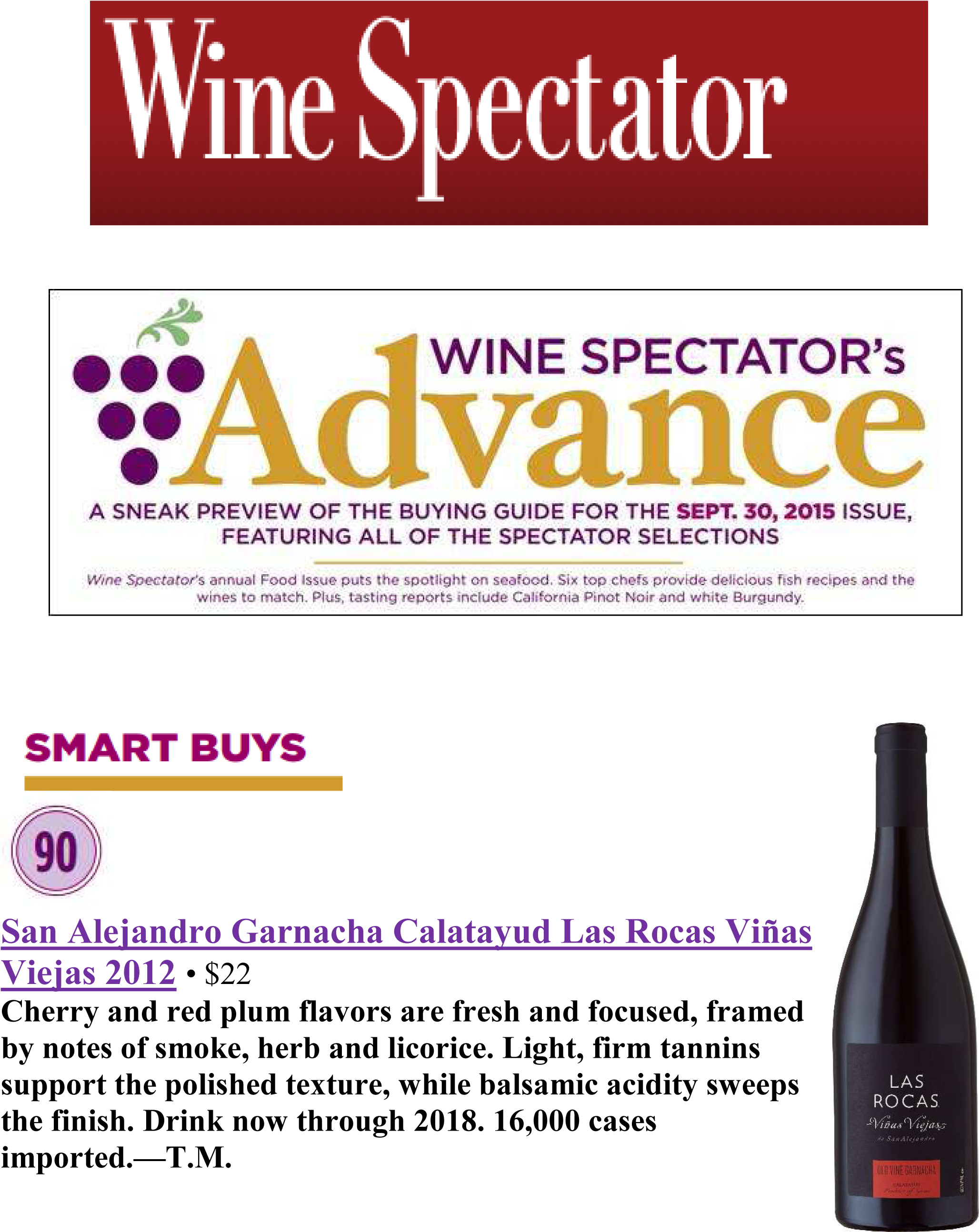 Las Rocas De San Alejandro Wine Spectator (2125x2694), Png Download