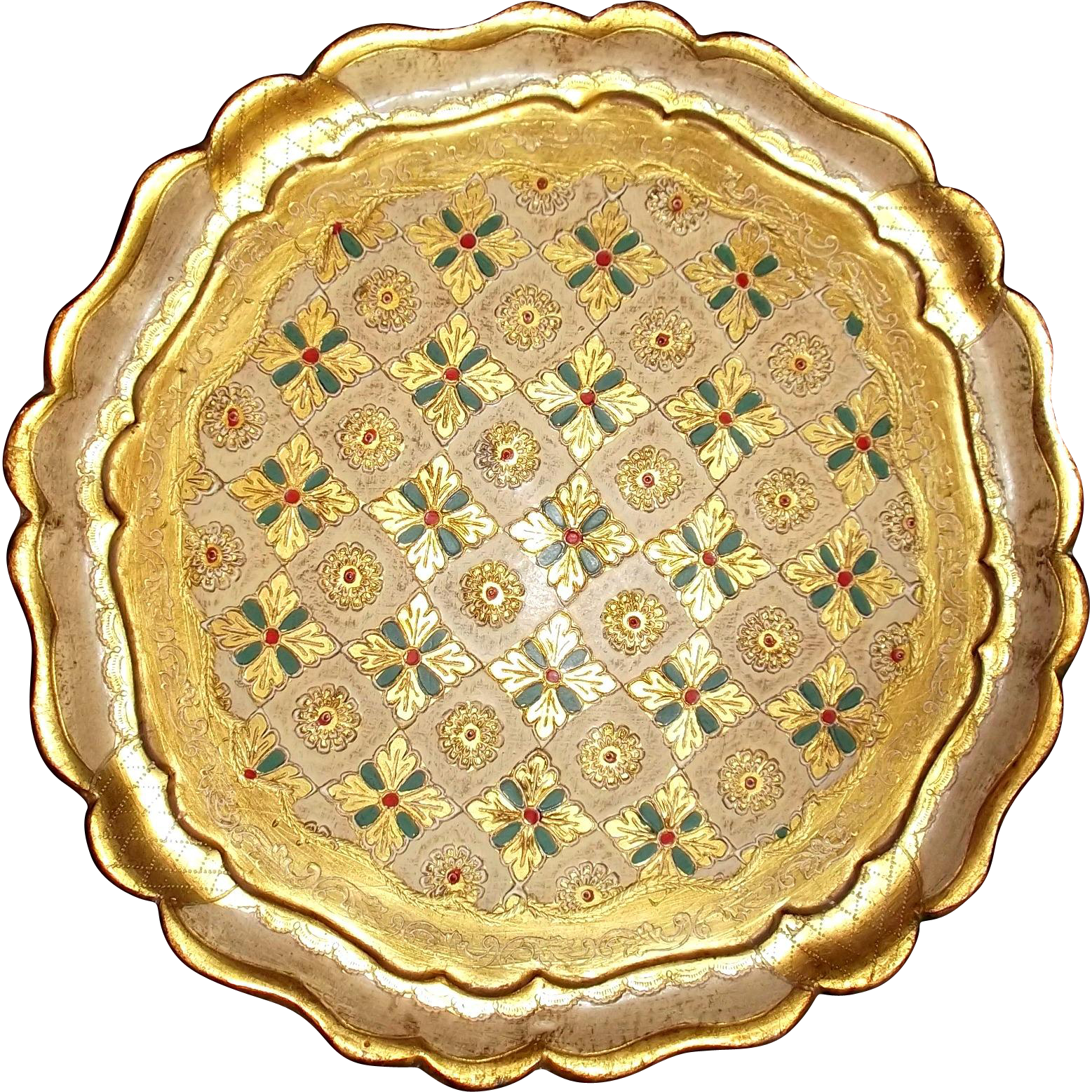 A Twelve Inch Round Wood Serving Tray Awash In Gold (1557x1557), Png Download