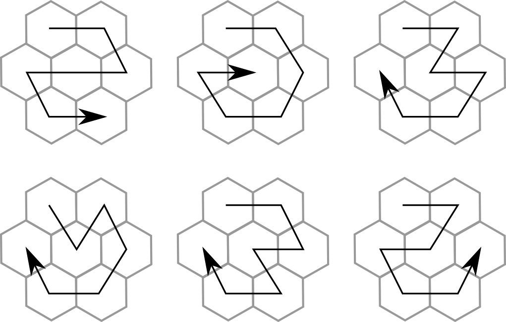Paths Through The Hexagonal Grid (1021x650), Png Download