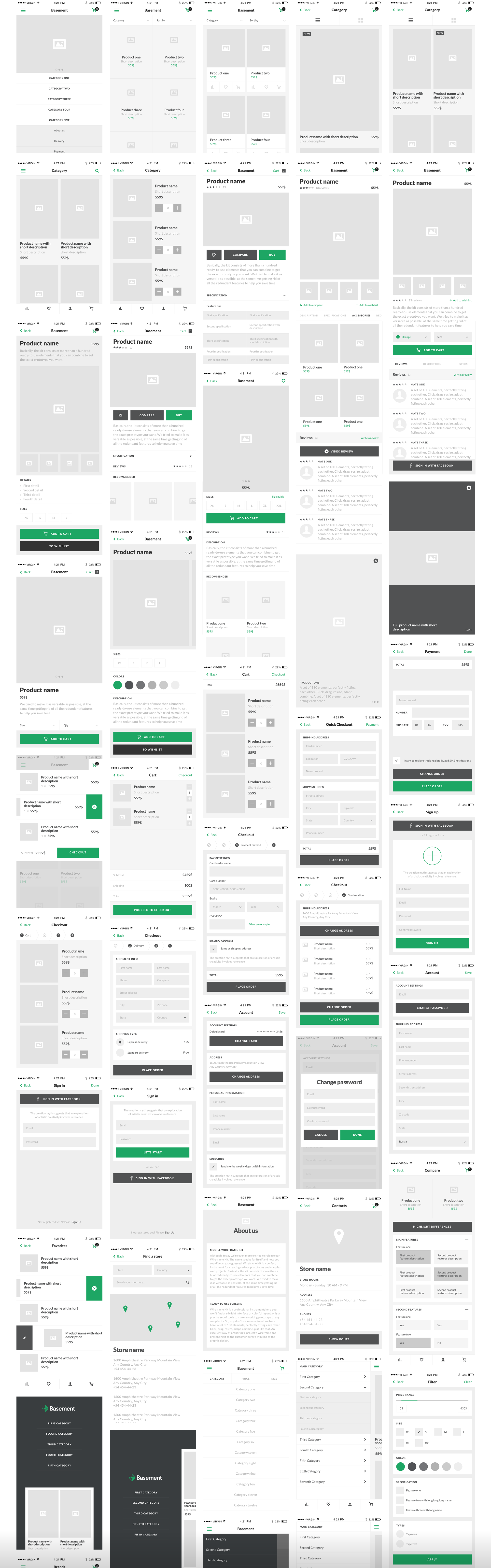 Ecommerce 50 Expertly Crafted Screens In Five Categories (2000x6448), Png Download