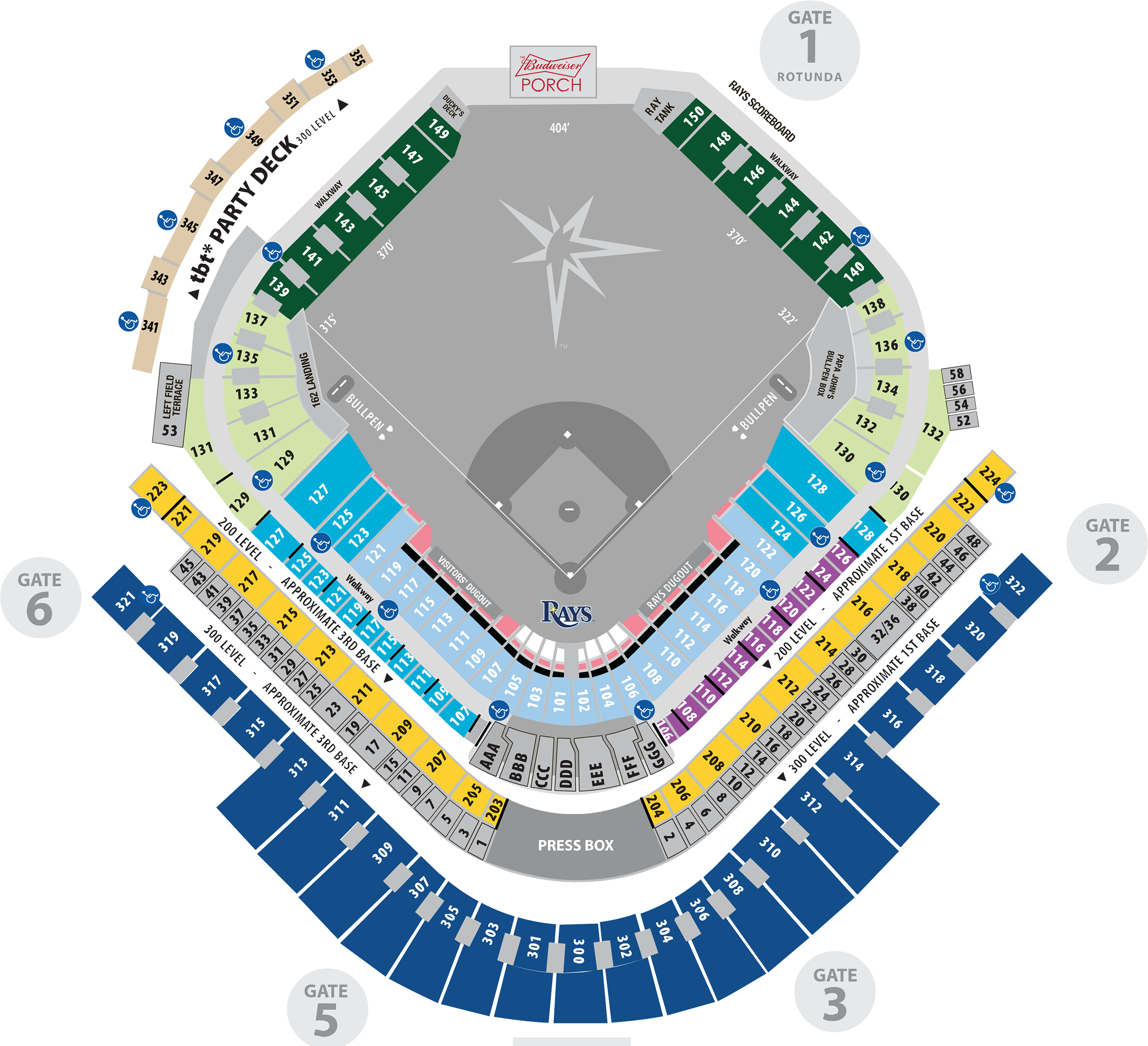 View Interactive Map Of Tropicana Field (2340x2133), Png Download
