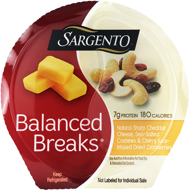 Sargento Balanced Breaks, Sharp Cheddar Cheese, Cashews, (644x650), Png Download