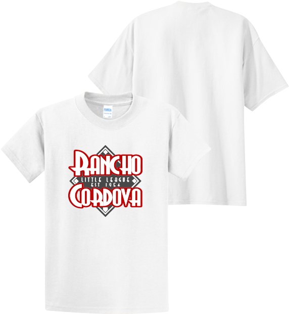 Custom Sports 100% White Cotton Tee W/ Rancho Little (600x630), Png Download