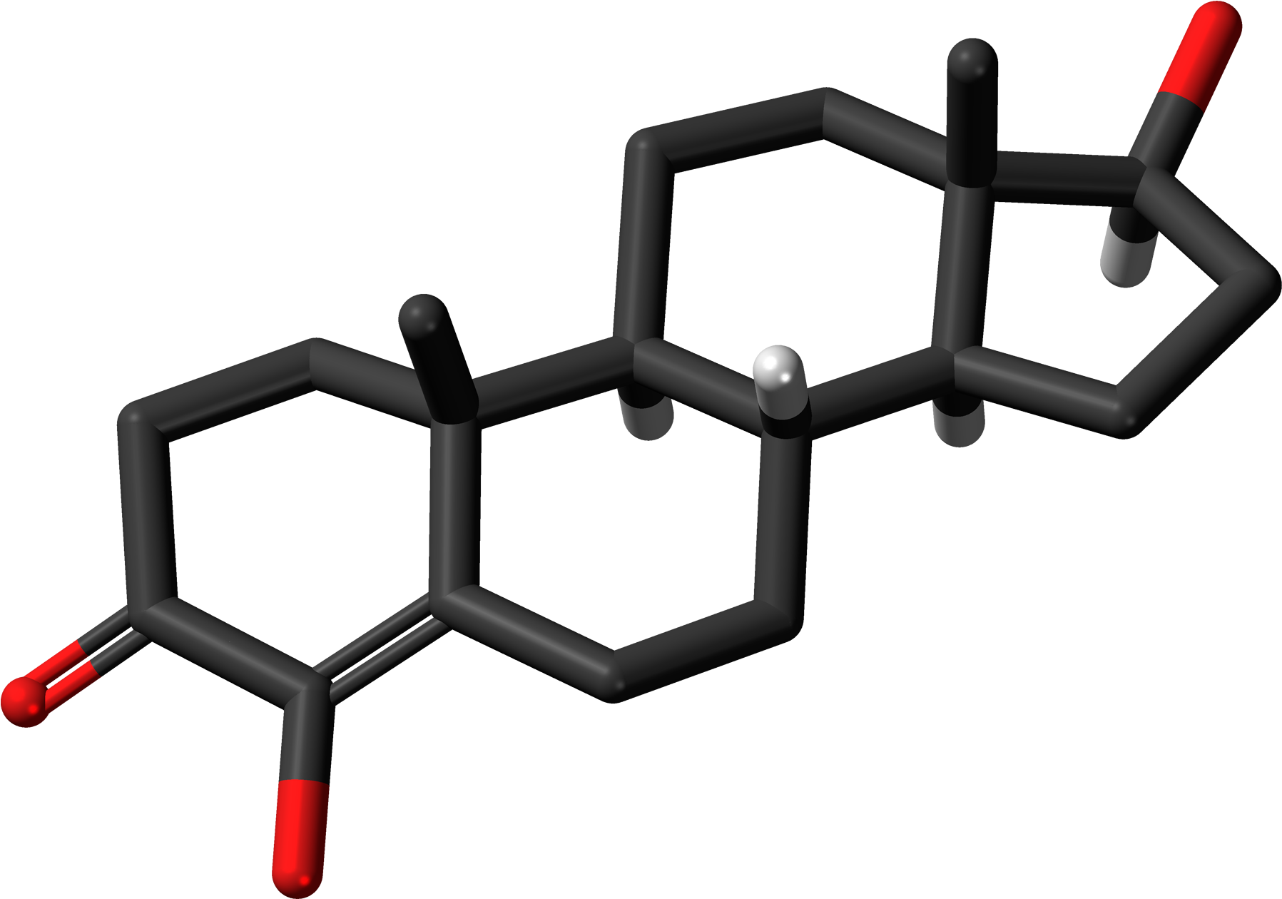 4 Hydroxytestosterone 3d Skeletal Sticks (2000x1463), Png Download