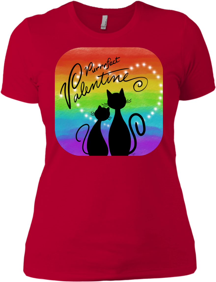 Purrrfect Valentine Rainbow And Stars Ladies' Boyfriend (1155x1155), Png Download