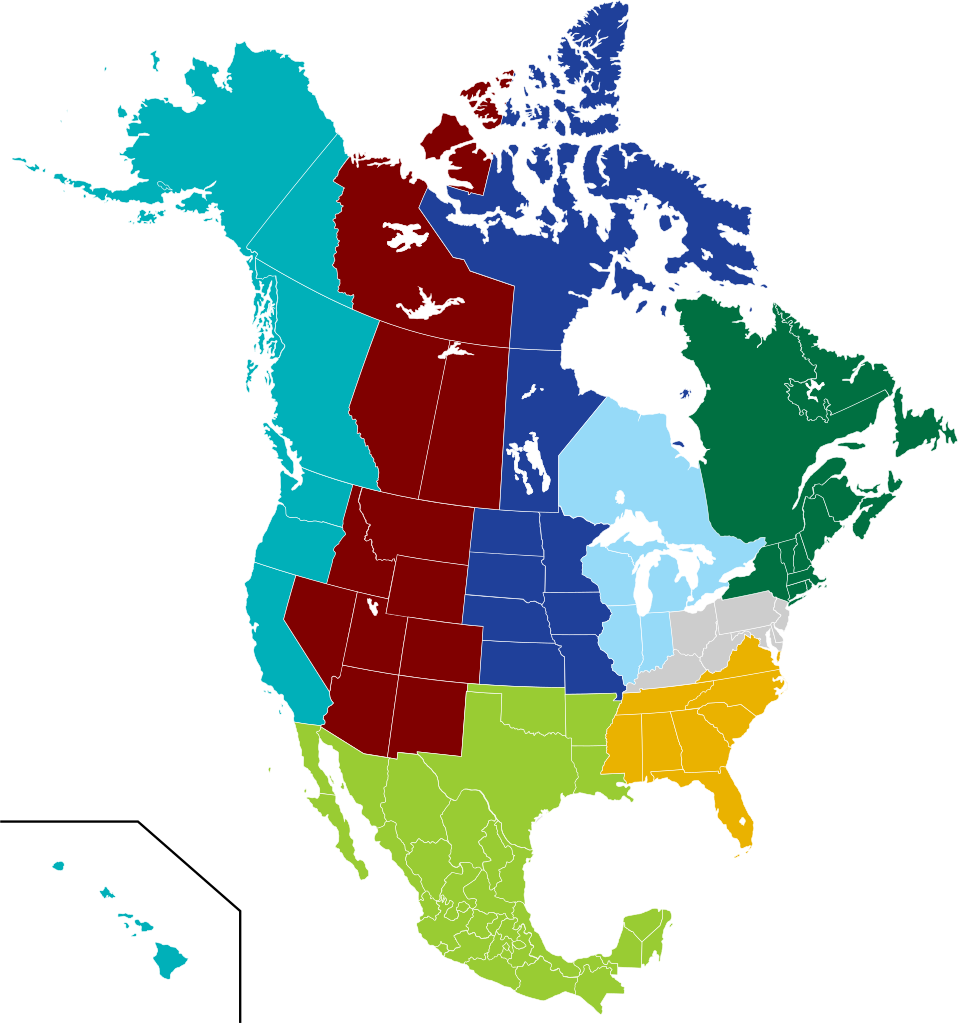 Nacurh North American Regions (958x1023), Png Download