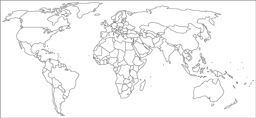 Blank Map Of North America Png (830x384), Png Download