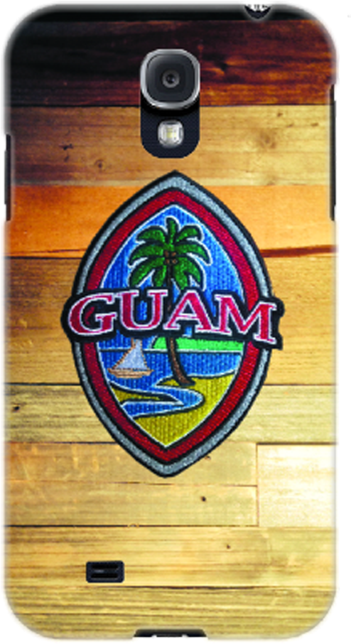 Embroidered Guam Seal On Rustic Wood Motif For Samsung (715x1001), Png Download