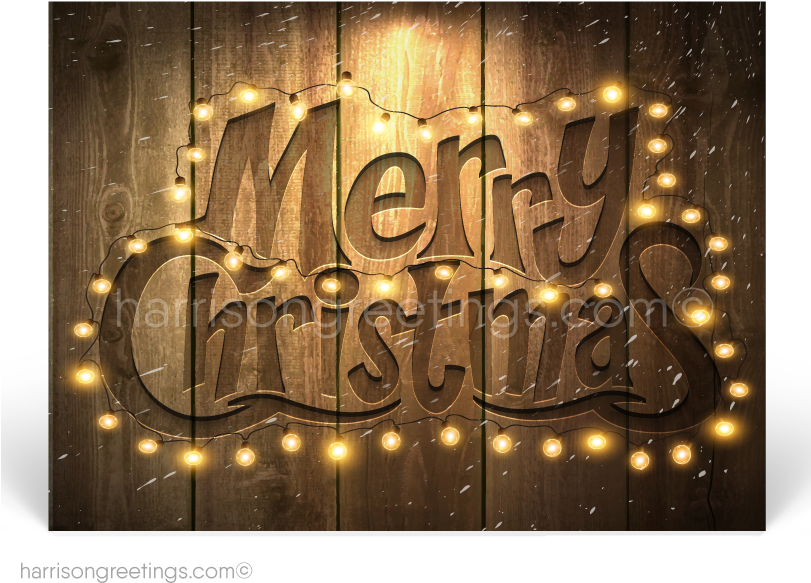 Rustic Wood Lights Christmas Holiday Postcards (810x648), Png Download