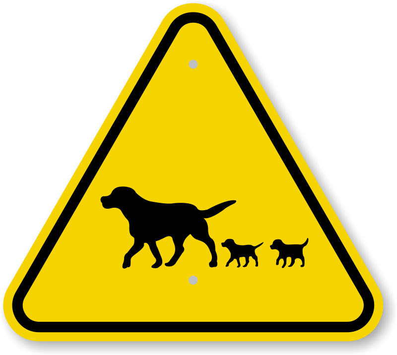 Iso Dog And Puppy Crossing Symbol Warning Sign (800x716), Png Download