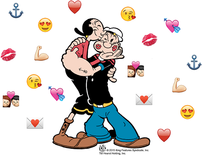 Popeye Love Icons Men's Heather T-shirt (850x597), Png Download