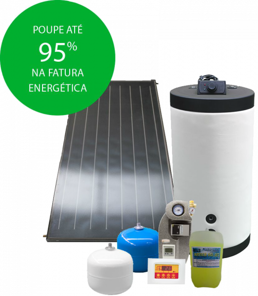 Kit Solar Térmico De Circulación Forzada Con Depósito (522x600), Png Download