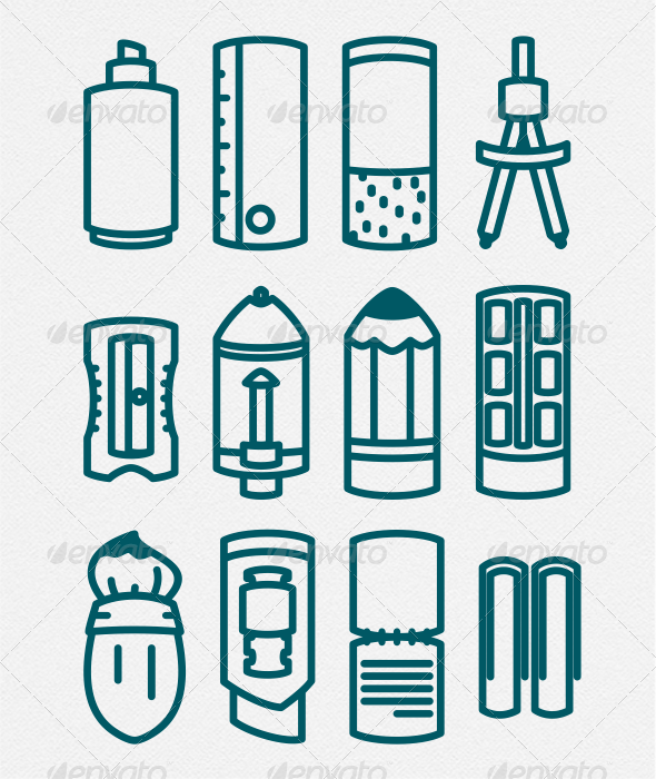 School Icon Set (590x700), Png Download