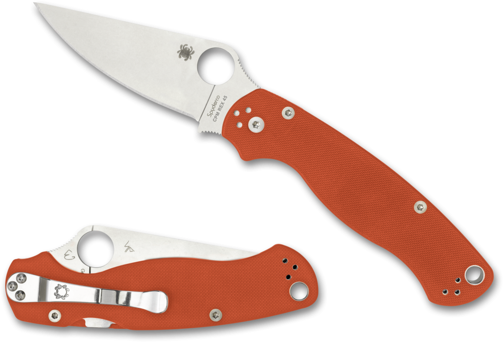 Spyderco Paramilitary™ 2 Burnt Orange Cpm® Rex® 45 (1092x800), Png Download