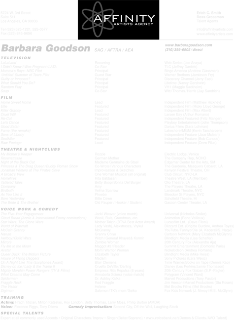 Barbara Goodson's Resume (475x648), Png Download