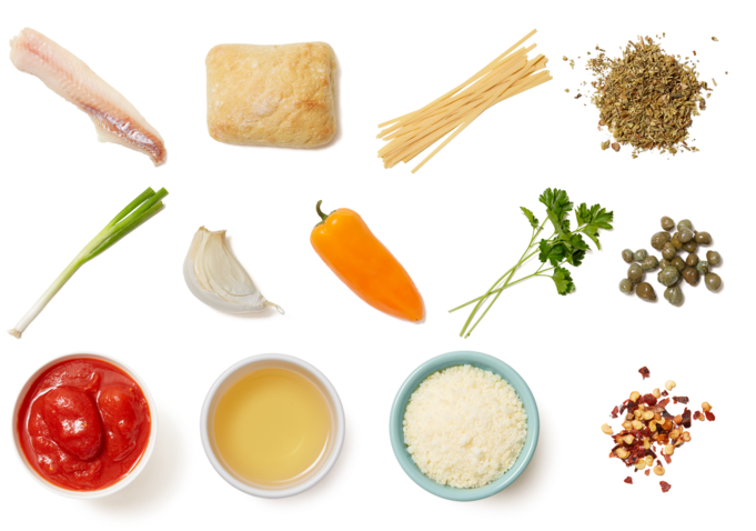 Wild Alaskan Pollock & Fettuccine With Sweet Peppers (700x477), Png Download