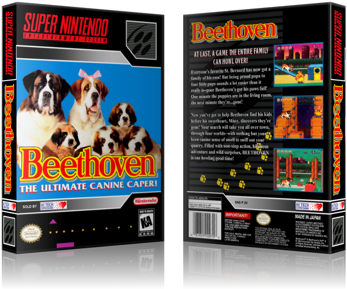 Beethoven Replacement Nintendo Snes Game Case Or Cover (900x650), Png Download