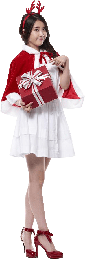 Iu Dressed For Christmas (586x960), Png Download