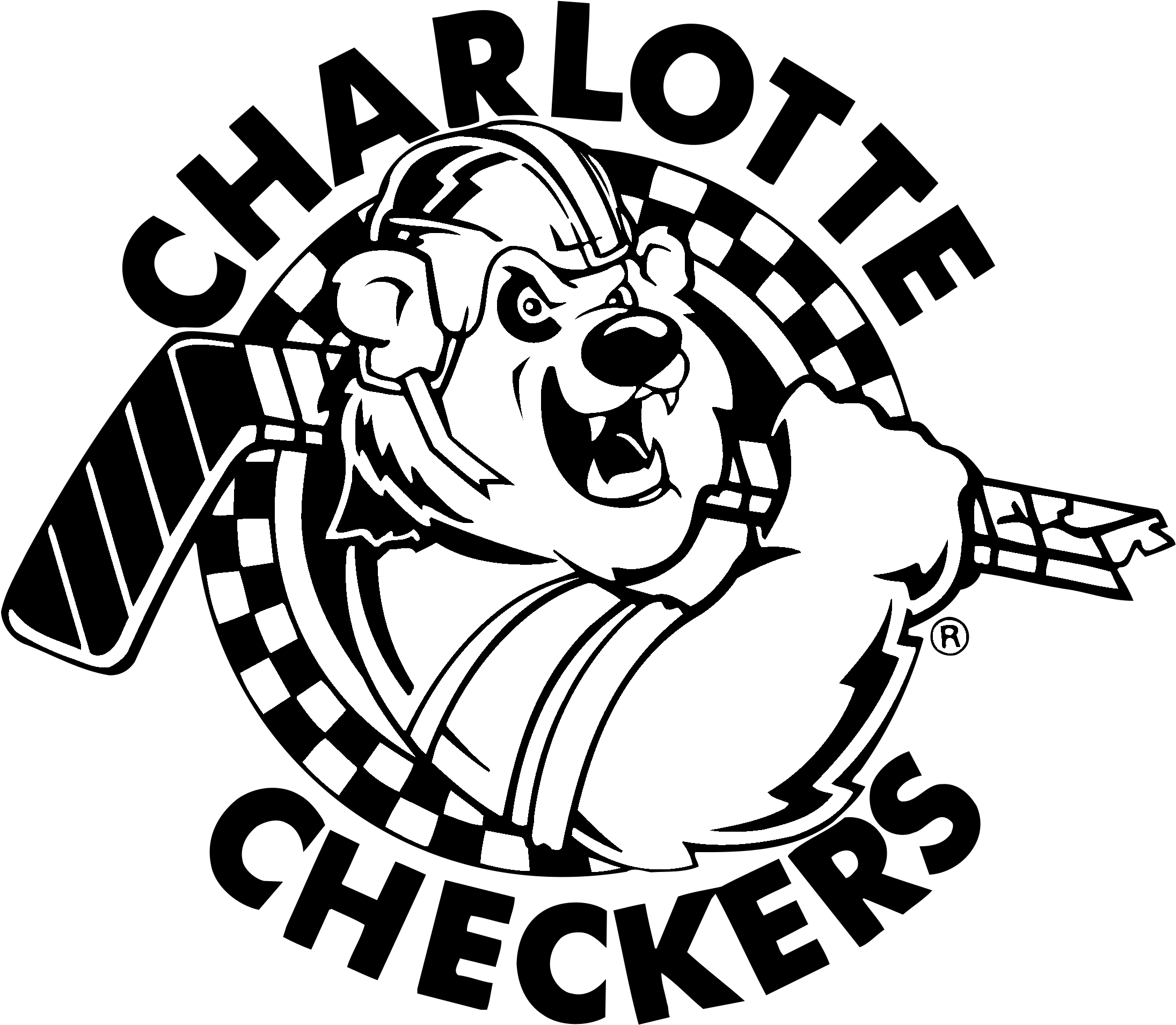 Charlotte Checkers Logo Black And White (2400x2400), Png Download