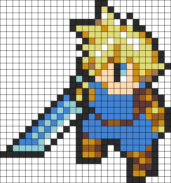 Ffvii Cloud Perler Bead Pattern / Bead Sprite (568x610), Png Download