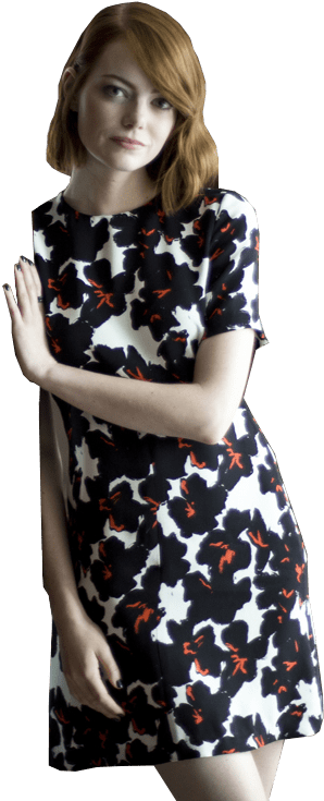 Emma Stone Leaning Png - A.l.c. Black White Women's Size 0 Floral Print Casual (324x760), Png Download