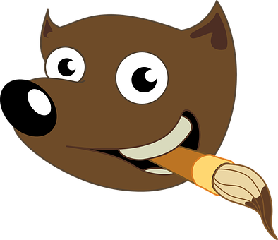 Fox, Dog, Gimp, Mascot, Brush, Animal - Logo De Perro Con Pincel (394x340), Png Download