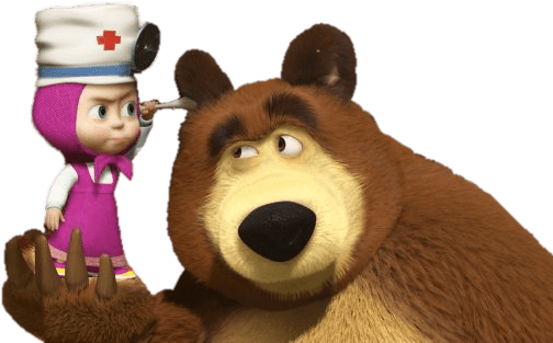 Masha Playing Nurse Png - Masha E Orso Dottoressa (585x329), Png Download