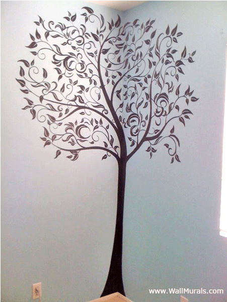 Black Tree Mural - Tree Murals For Teens (800x600), Png Download