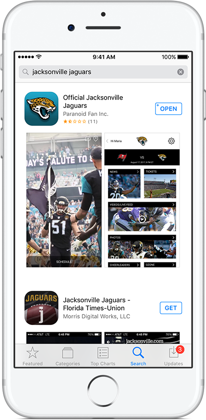 Download The Official Jacksonville Jaguars App - Iphone (584x1024), Png Download