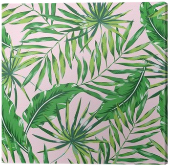 Green Palm Leaves On The Pink Background - Pink And Green Palm Leaf (400x400), Png Download