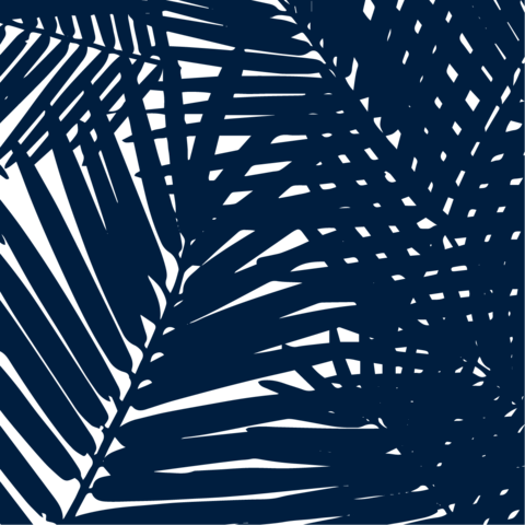 Navy Jungle Leaves - Katie Kime Jungle Leaves Tray (480x480), Png Download