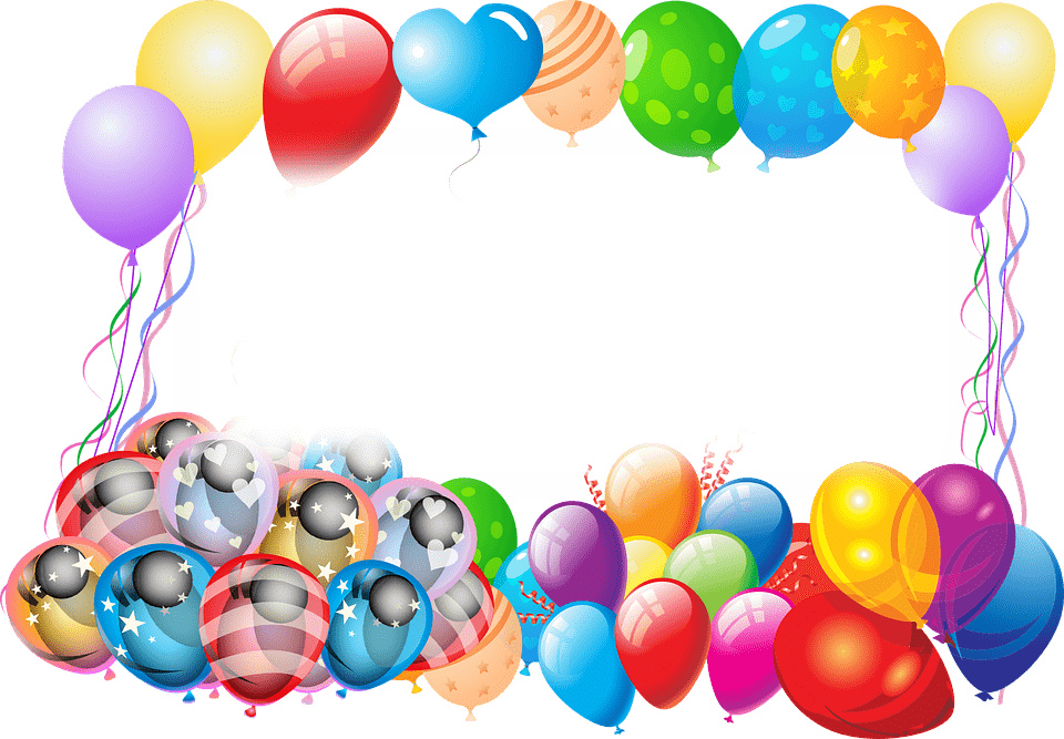 Happy Birthday Frame With Balloons - Happy Birthday Frame Png (960x667), Png Download