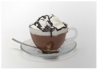 Hot Chocolate With Cream And Syrup In Glass Cup Poster - Cioccolata Calda Con Panna (400x400), Png Download