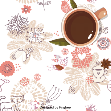 Cartoon Hand-painted Coffee Pattern Icon, Coffee, Drinks, - 手帳型 多機種対応 スライド式 キャラクター ドレスマ Th-cat066 (360x360), Png Download