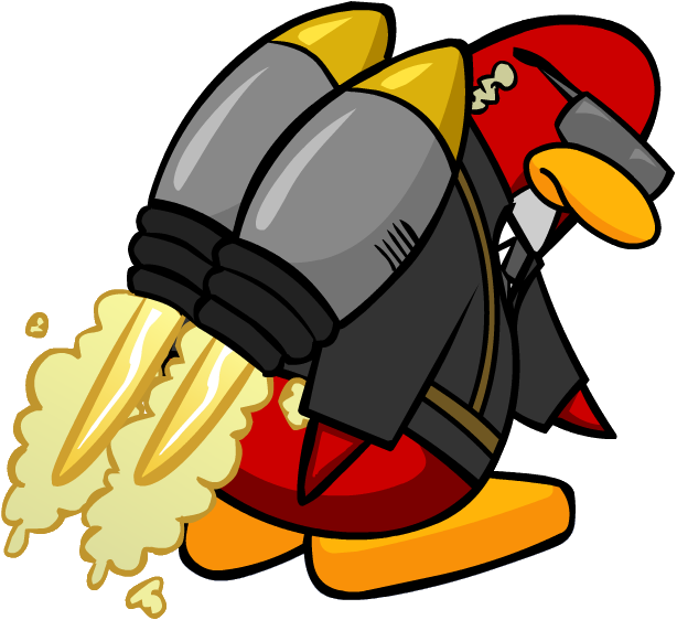 Jet Pack Guy About To Take Off - Jet Pack Guy Club Penguin Rewritten (614x562), Png Download