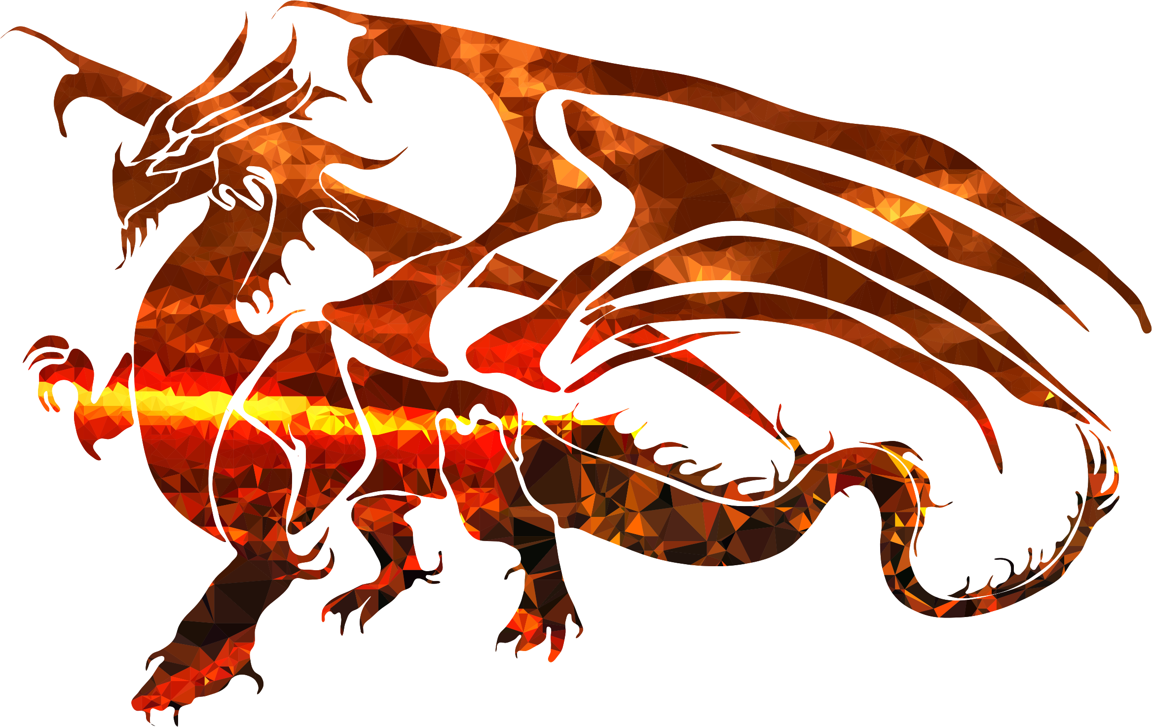 Magma Icons Png Free - Silhouette Of A Dragon (2335x1474), Png Download